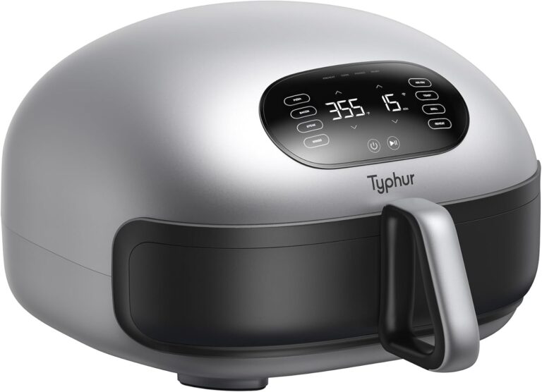 Typhur Dome 2 AI Smart Air Fryer, Large Flat Airfryer with Top & Bottom Heating, Self-cleaning Digital Fryer, PFAS free Ceramic Basket, Fits a 12" Pizza or Steaks, Whisper-Quiet, 120V