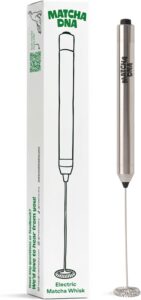 Matcha DNA Handheld Milk Frother Wand. Stainless Steel Electric Matcha Whisk, Lightweight. Hand Mixer for Coffee, Matcha Lattes, Protein Shakes & Drinks. Battery Operated Milk Frother Handheld Whisk
