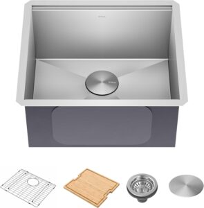 KRAUS Kore 21-Inch Undermount Workstation 16 Gauge Single Bowl Stainless Steel Kitchen Sink with Accessories, KWU111-21
