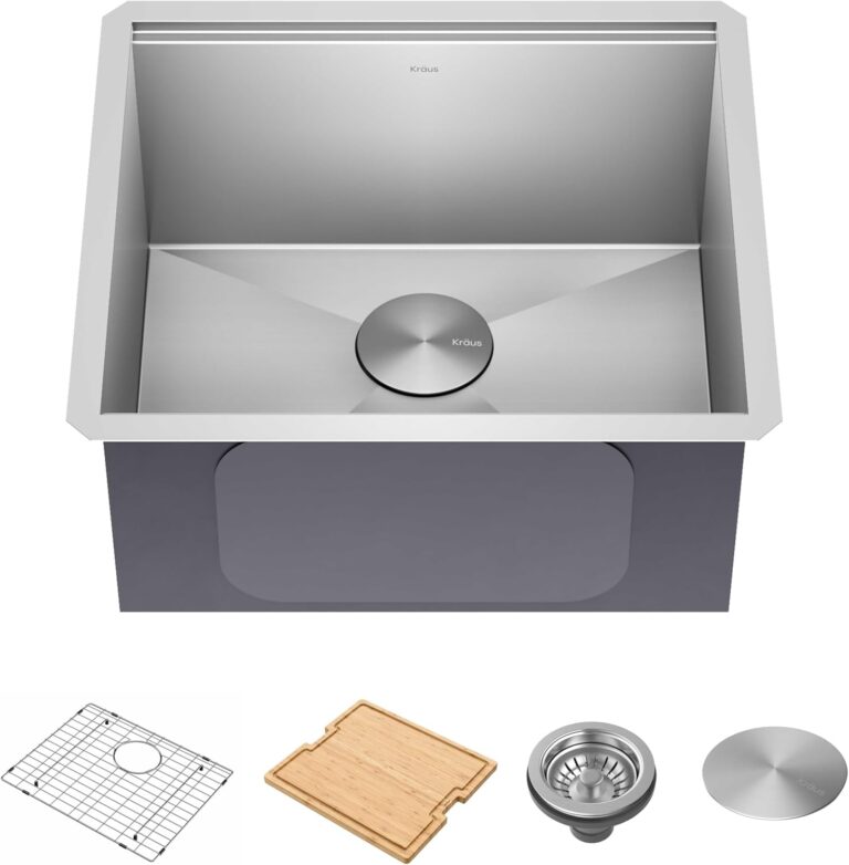 KRAUS Kore 21-Inch Undermount Workstation 16 Gauge Single Bowl Stainless Steel Kitchen Sink with Accessories, KWU111-21
