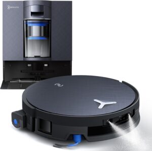ECOVACS DEEBOT X12 OMNICYCLONE Robot Vacuum and Mop, Self-Washing Roller Mop, Bagless OMNICYCLONE Dock, ZeroTangle Anti-Hair Wrap, Smart AI Navigation, Efficient Cleaning for Pet Hair & Carpets