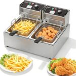 Electric Deep Fryer 3400W Hot 21QT/20L Commercial Deep Fryers with 2 Independent use Baskets Countertop Oil Fryer for Restaurant Use and Home Kitchen