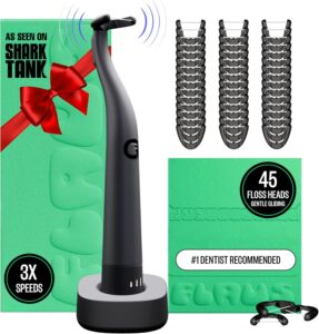 FLAUS Electric Flosser (Gentle Glide) - Shark Tank + Oprah's List - Water Floss Alternative - Dental Plaque Remover for Adults - Easy Vibration Power Flossing - Safe Portable Gum + Teeth Cleaning Tool