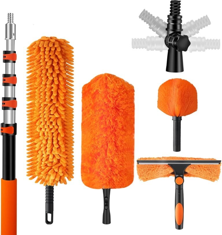 20ft High Reach Duster Kit with Extendable Pole (5-12ft),High Ceiling Duster Kit Includes–Ceiling Fan Blade Cleaner, Cobweb Remover, Bendable Duster, Microfiber Glass Scrubber & Squeegee & Swivel Head 20ft High Reach Duster Kit with Extendable Pole (5-12ft),High Ceiling Duster Kit Includes–Ceiling Fan Blade Cleaner, Cobweb Remover, Bendable Duster, Microfiber Glass Scrubber & Squeegee & Swivel Head