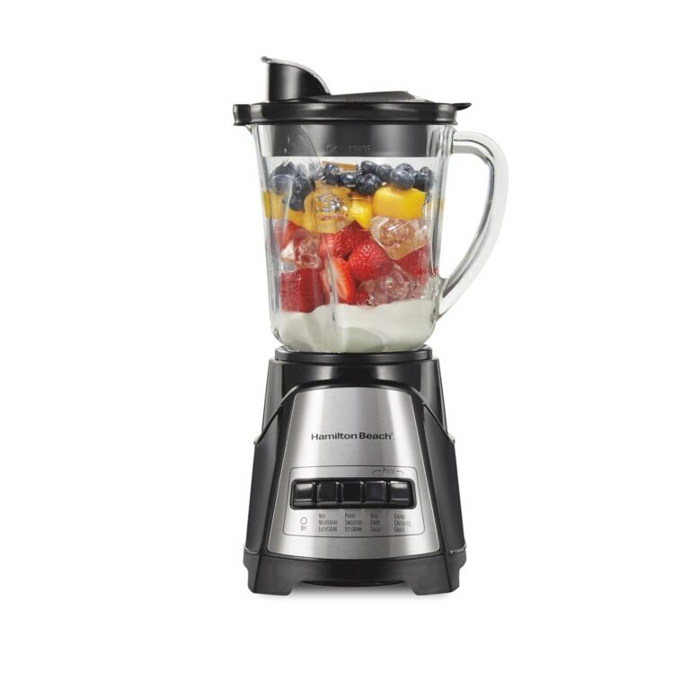 Hamilton Beach Power Elite Wave Action Blender For Smoothies, 40 Oz Glass Jar, 12 Functions Including Puree, Crush Ice, 700 Watts – Black (58148A) Hamilton Beach Power Elite Wave Action Blender For Smoothies, 40 Oz Glass Jar, 12 Functions Including Puree, Crush Ice, 700 Watts – Black (58148A)